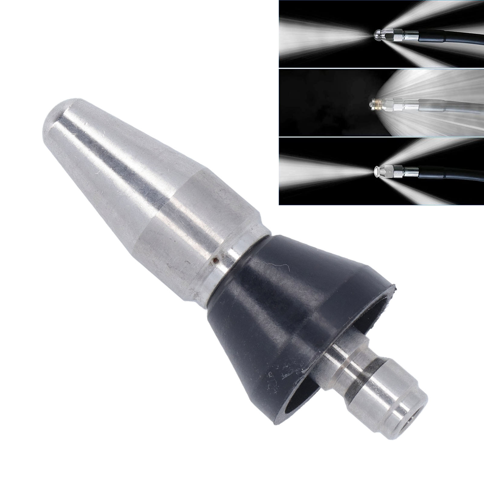 Pressure Washer Nozzle Pointed 5000PSI Large Head Rear 3 Holes 1/4in NPT