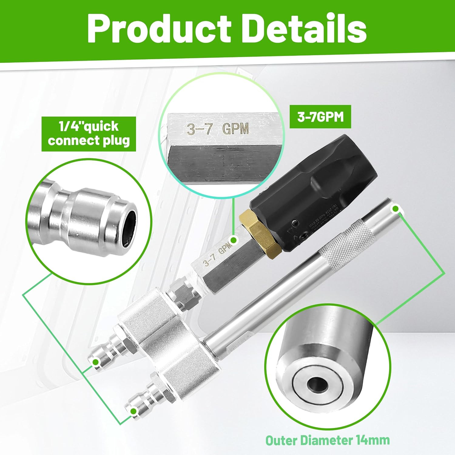 M5 Twist Nozzle for Pressure Washer – Adjustable Long Range Shooter Tip with 1/4