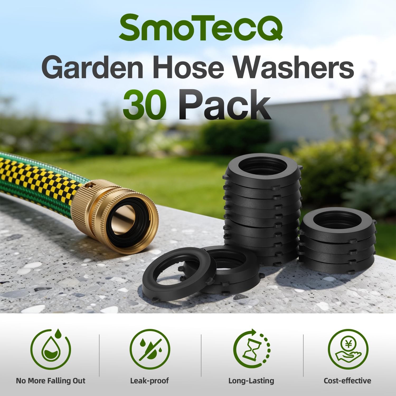 30 Pack Garden Hose Washers with Self-Locking Tabs – Heavy Duty Rubber Seals …