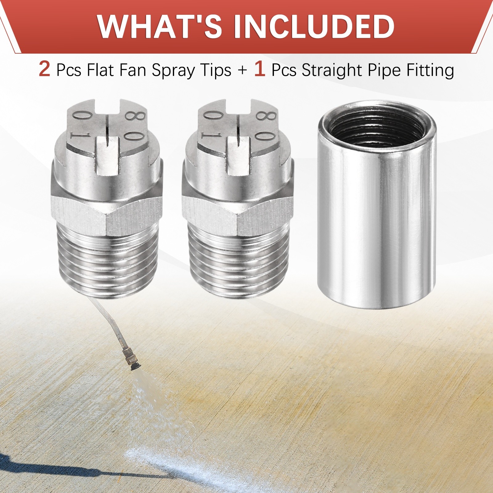 For pressure washer – flat fan nozzle 1/4″ BSP 80° [1SET] 0.66MM