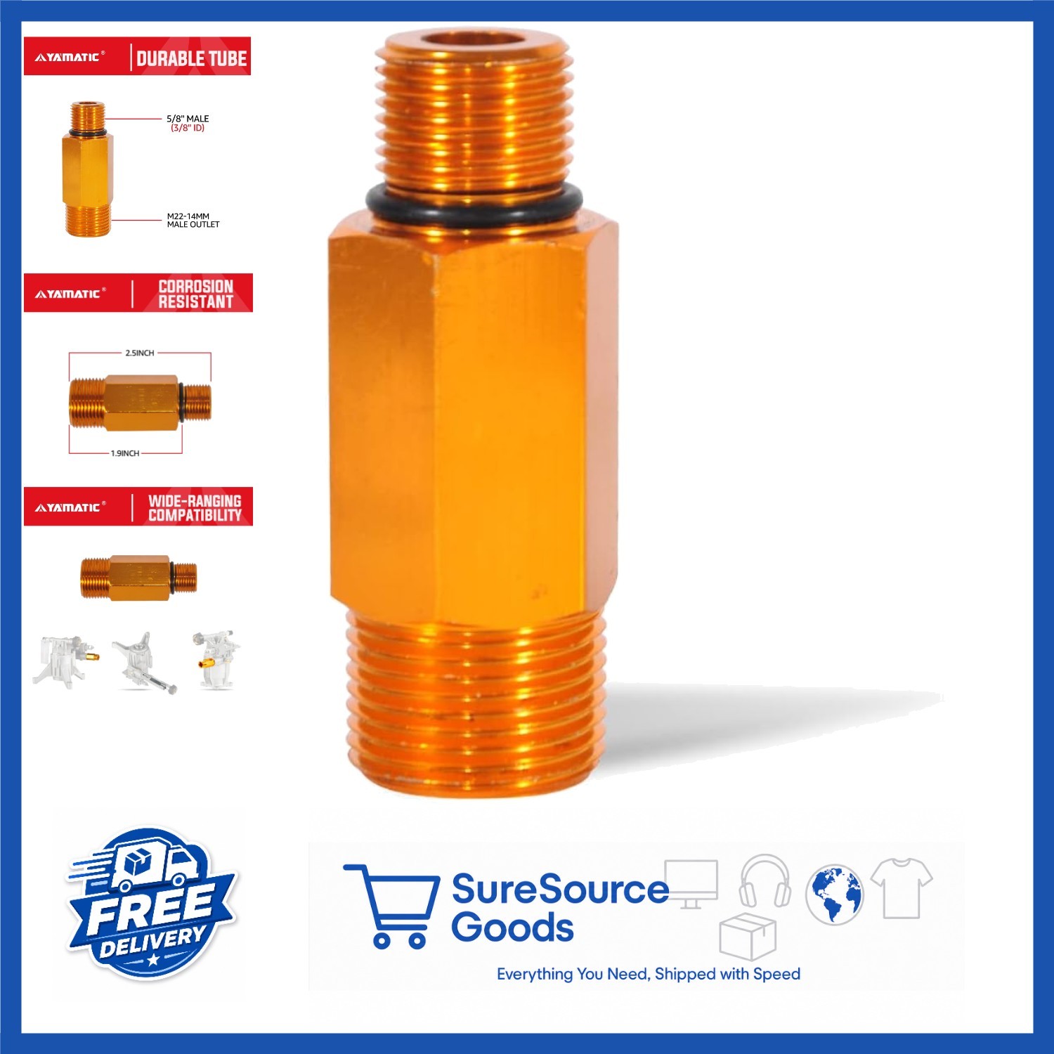Compatible Outlet Tube for Pressure Washer 190589GS 190634GS Gold Aluminum