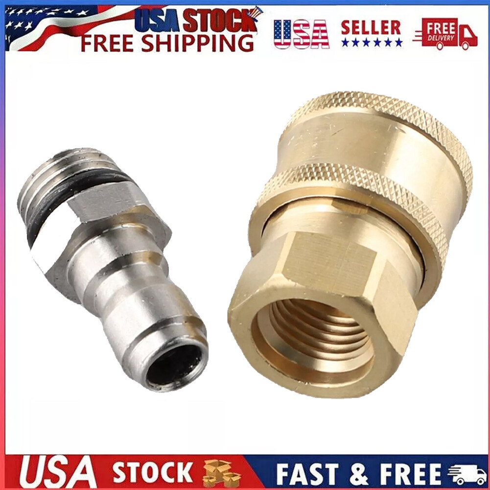 Pair Pressure Washer Quick Release Connector Brass Tube Fitting 1/4 Male M22/14
