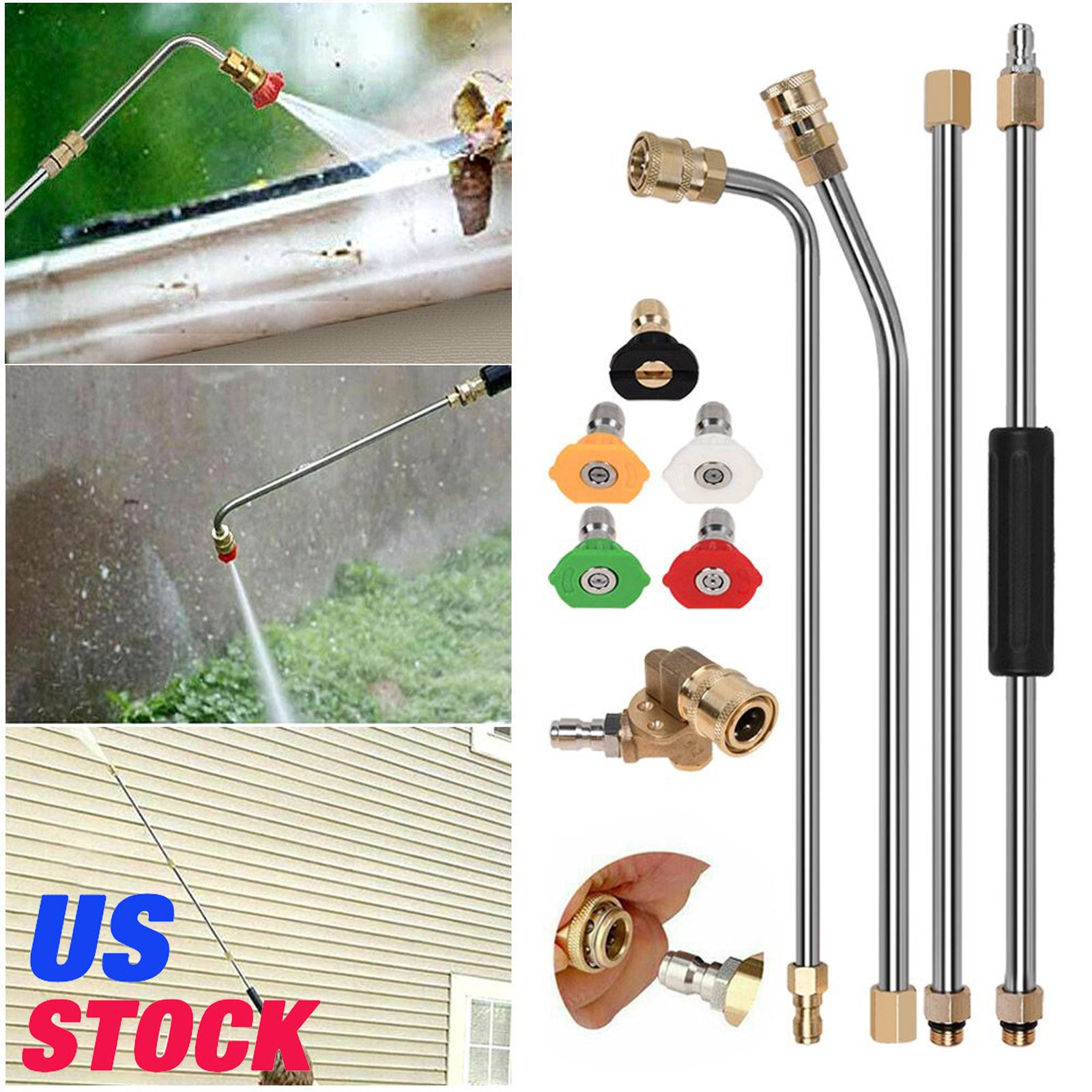 4000PSI High Pressure Rod Power Washer Spray Gun Wand Extension Lance Nozzles