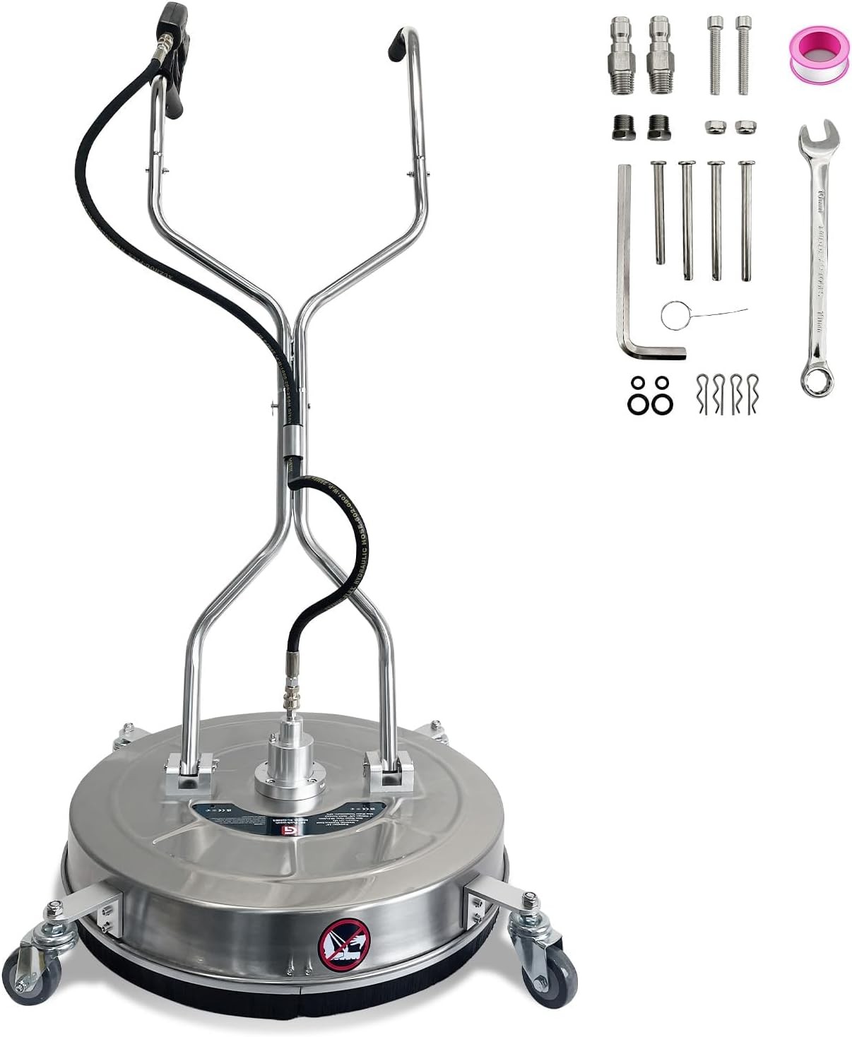 24″ Pressure Washer Surface Cleaner 4900PSI Stainless Steel Cleaner Attachment
