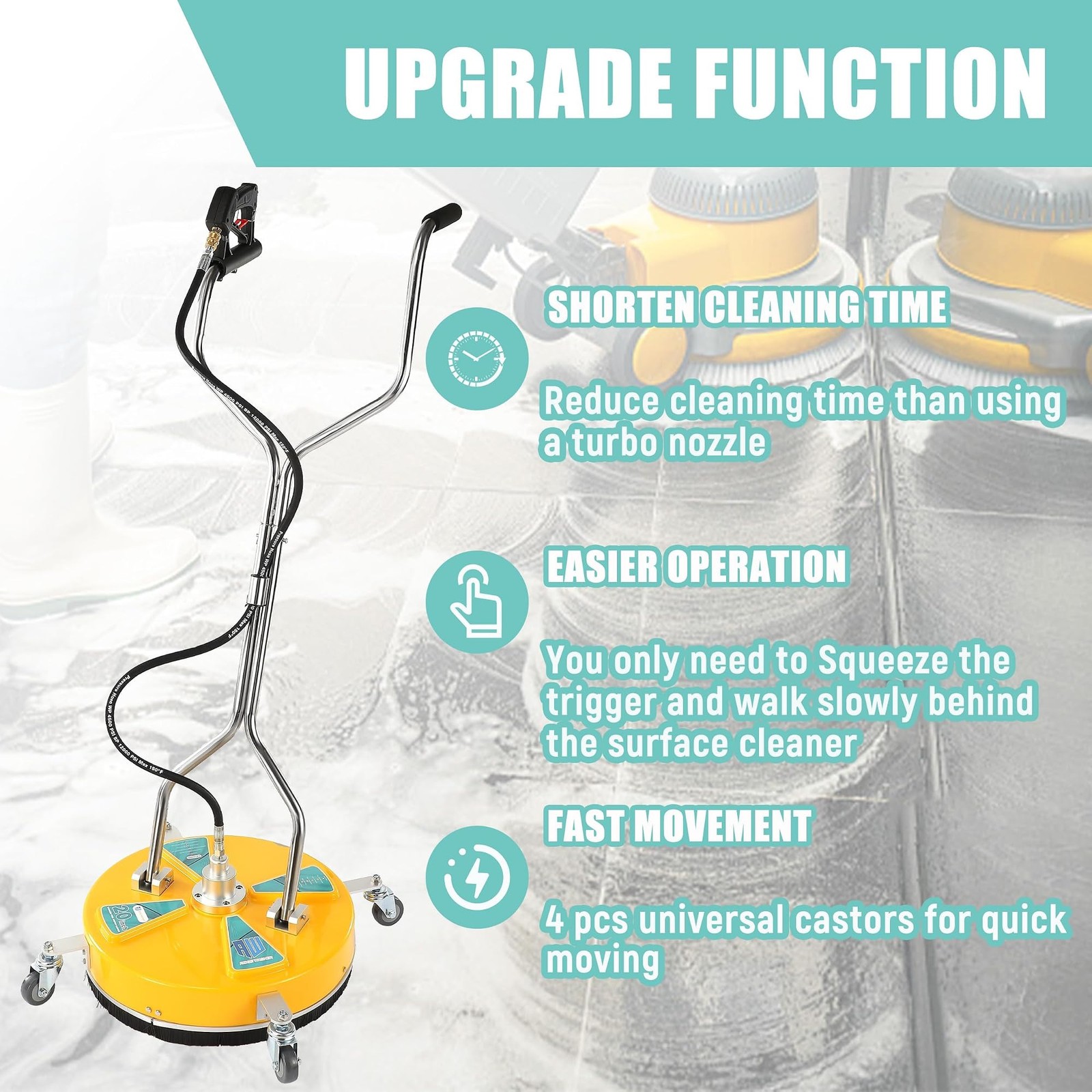 RIDGE WASHER 20” Pressure Washer Surface Cleaner, Surface Cleaner Dual Handl…