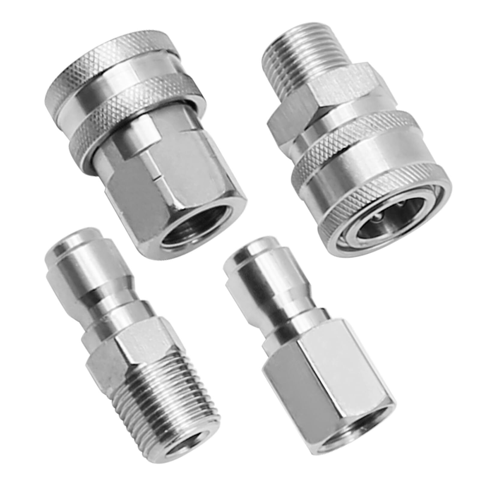 2 Sets 3/8 Inch NPT Stainless Steel Pressure Washer Quick Connect Plug Couple…
