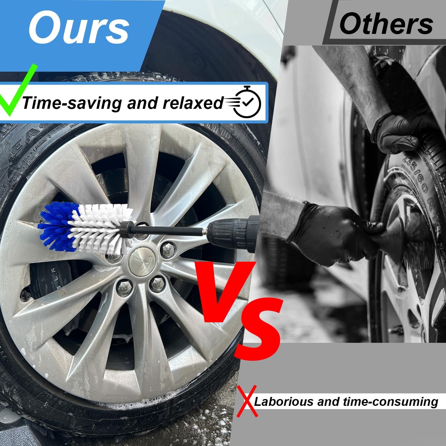 Wheel Brush Kit, 9.6 inches (length) x 2.3 (diameter), Blue/White,2pcs