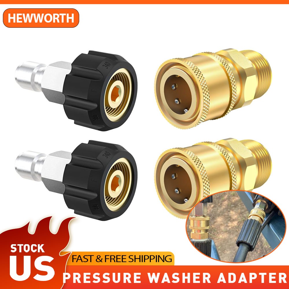 4PCS Brass Quick Release Fittings M22 14mm Thread to 3/8″ Pressure Washer Hose