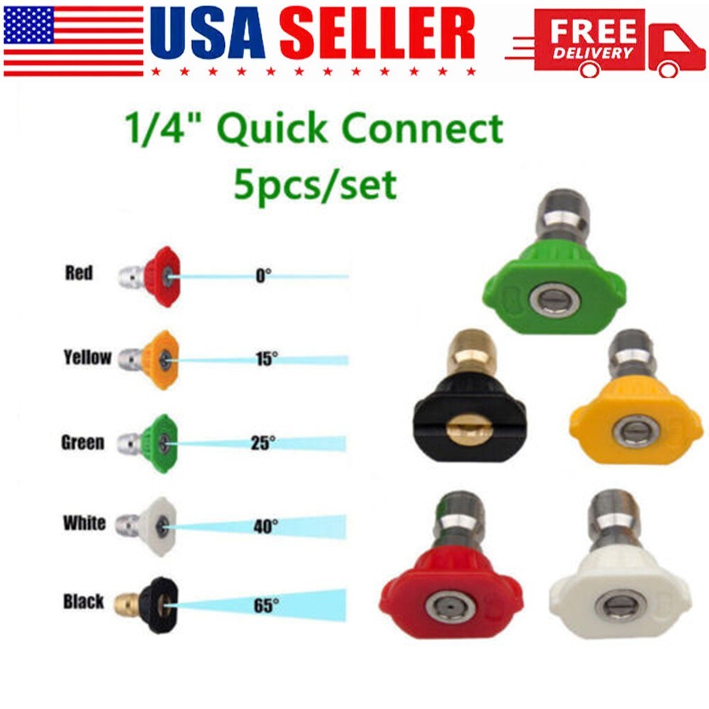 5PCS Pressure Washer Spray Tips Nozzles High Power Kit Quick Connect 1/4″ Set