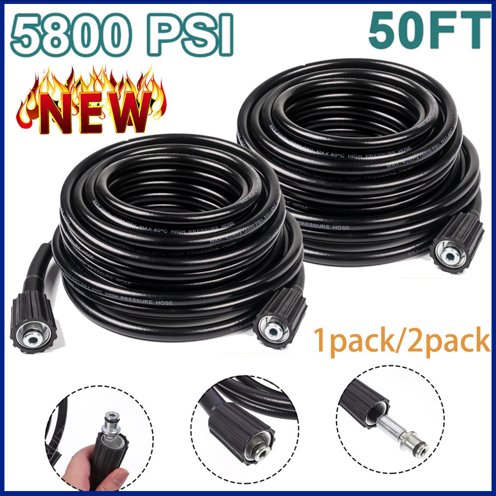 50FT 5800PSI Replacement High Pressure Power Washer Hose -3/8″ Quick Connect USA
