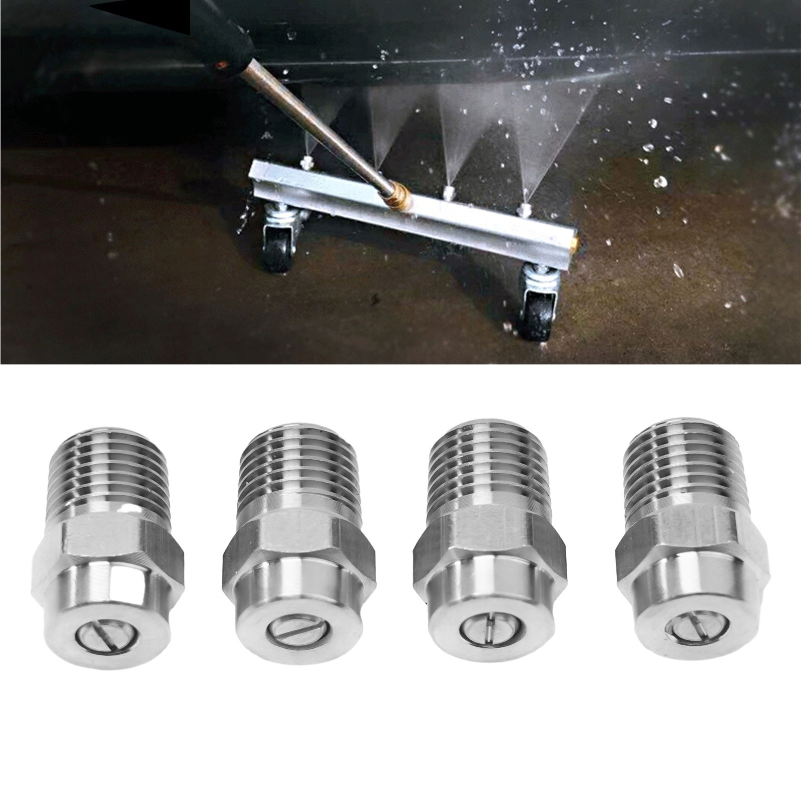 Long Lasting Stainless Steel Nozzle Replacements for Surface Cleaner Set of 4