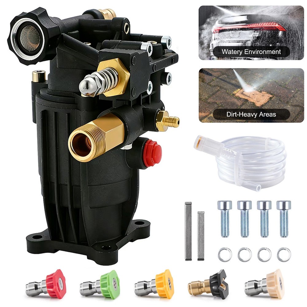 Pressure Washer Pump 3/4″ Shaft Horizontal 3500 PSI 2.5GPM with 5 Nozzles