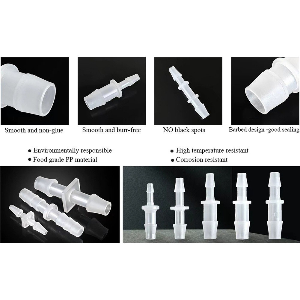 40pcs Polypropylene Hose Barb Connectors for Aquarium Tubing 8 Size Variants