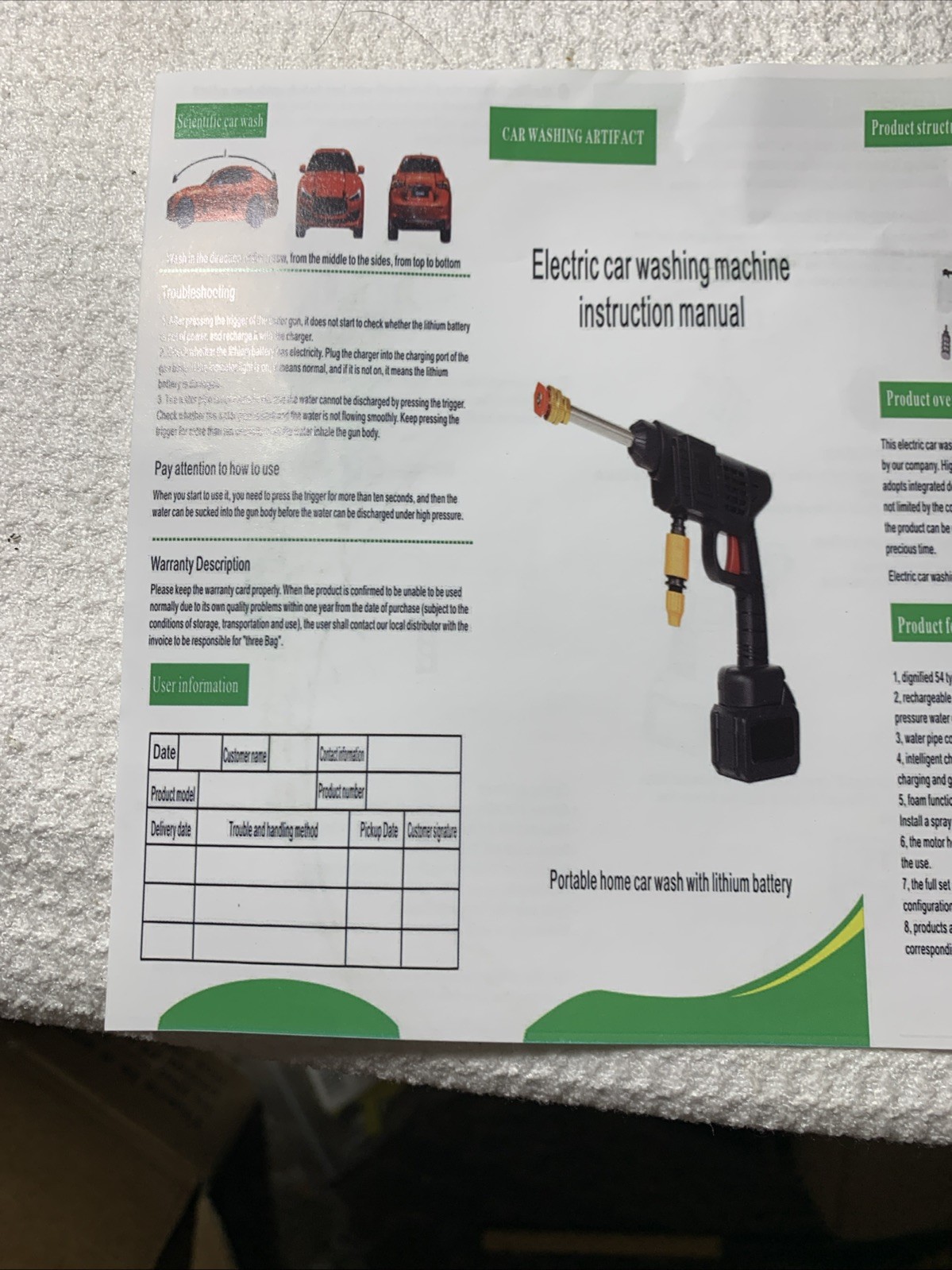 Naudhen HydroWasher, Cordless Pressure Washer 21 Volt Lithium Battery Operated