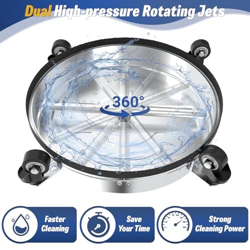 16.5″ Pressure Washer Surface Cleaner Attachment, Max 4400 PSI, Stainless