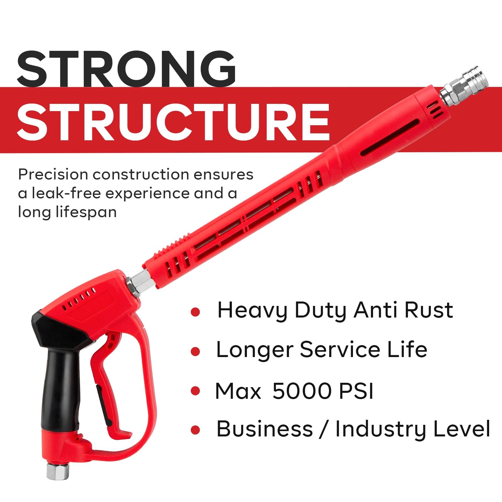 High Pressure Washer Gun 5000 PSI Wand Extension 1/4 Connect M22 40 Inch