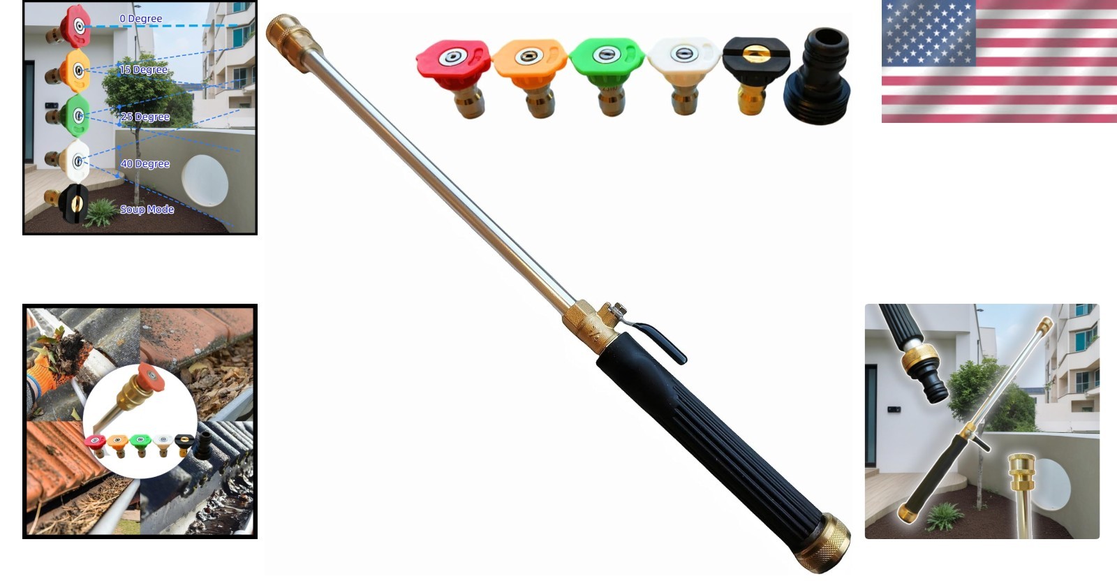 Compact Brass Washer Wand with Adjustable Nozzles – Ideal for Home Maintenance