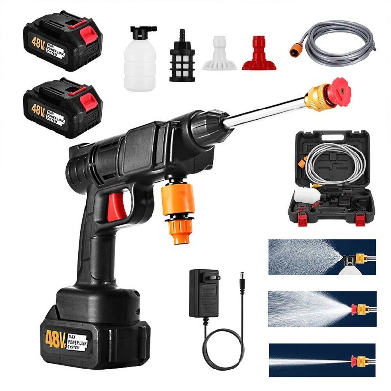 2 Battery Cordless Car High Pressure Washer Jet Water Wash Cleaner Gun Portable