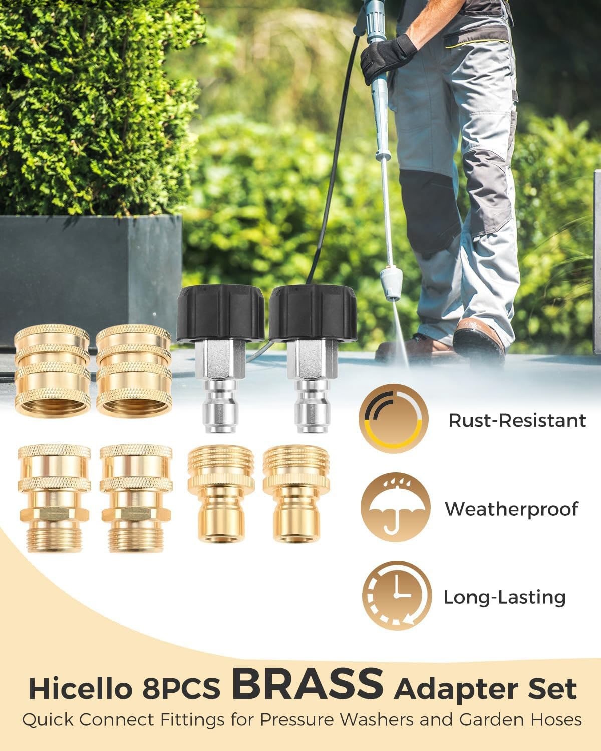 8PCS 3/4 to 1/2 Quick Fittings For Power Washer Machines Guns Hoses
