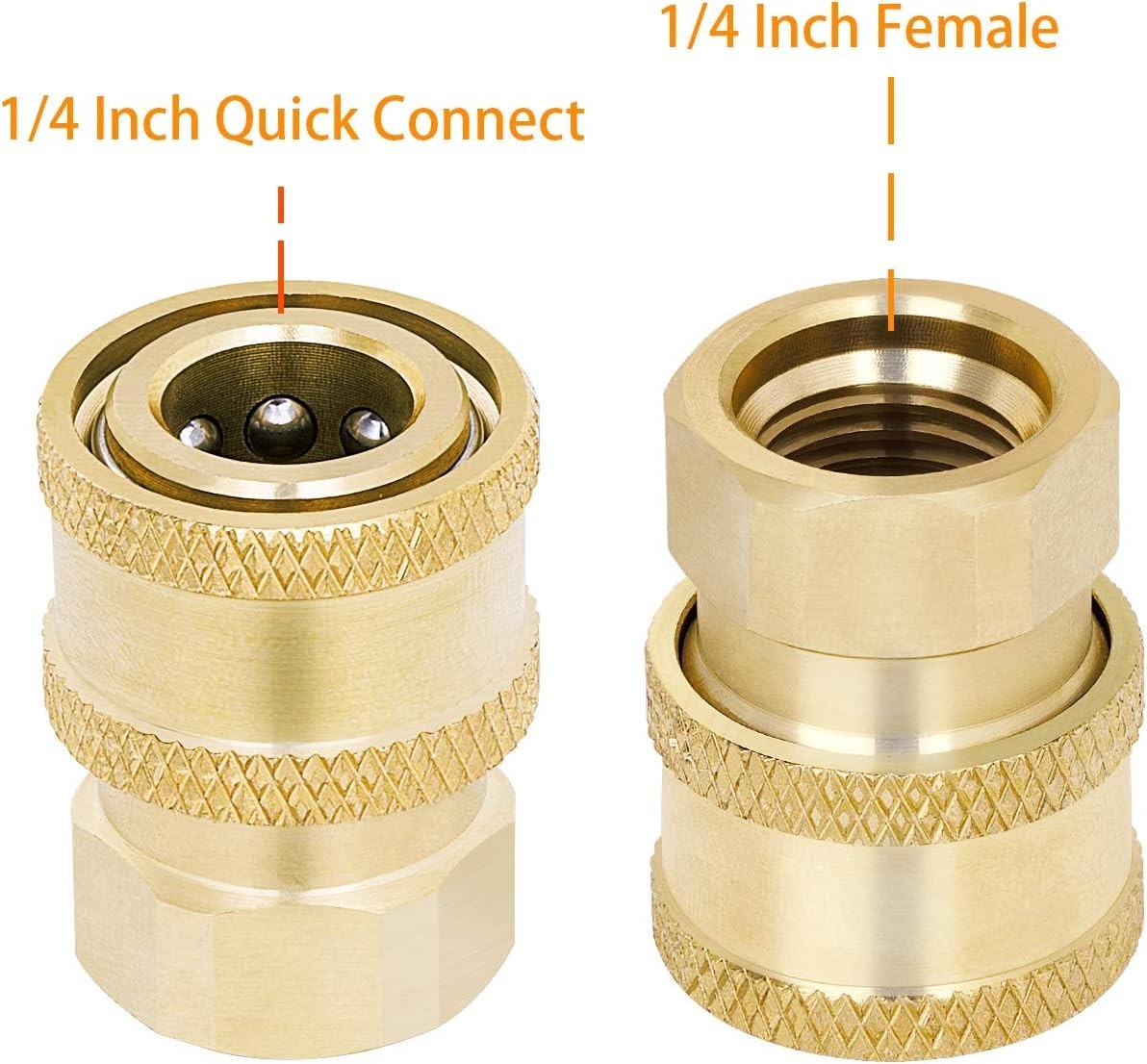 3 Pack Brass Pressure Washer Coupler 1/4 Inch Quick Connect Female NPT Fitting