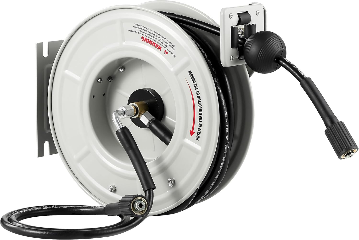 Retractable Pressure Washer Hose Reel 60 FT X 1/4”, Heavy Duty Power Washer Hose