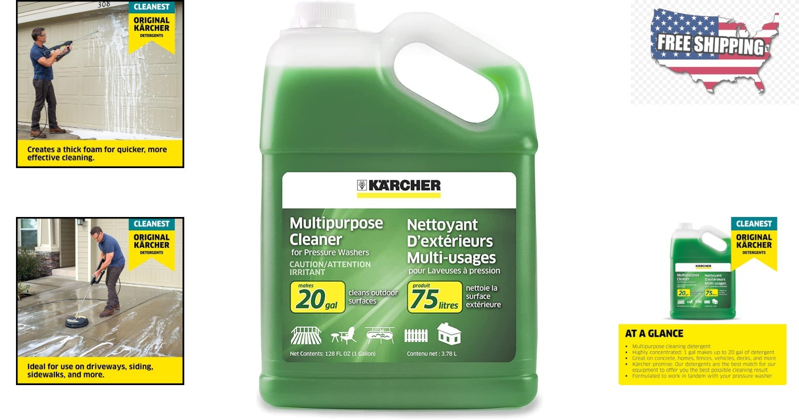 Kärcher Detergent – 128 Fl. Oz. Liquid Cleaner for Eco-Friendly Pressure Washing