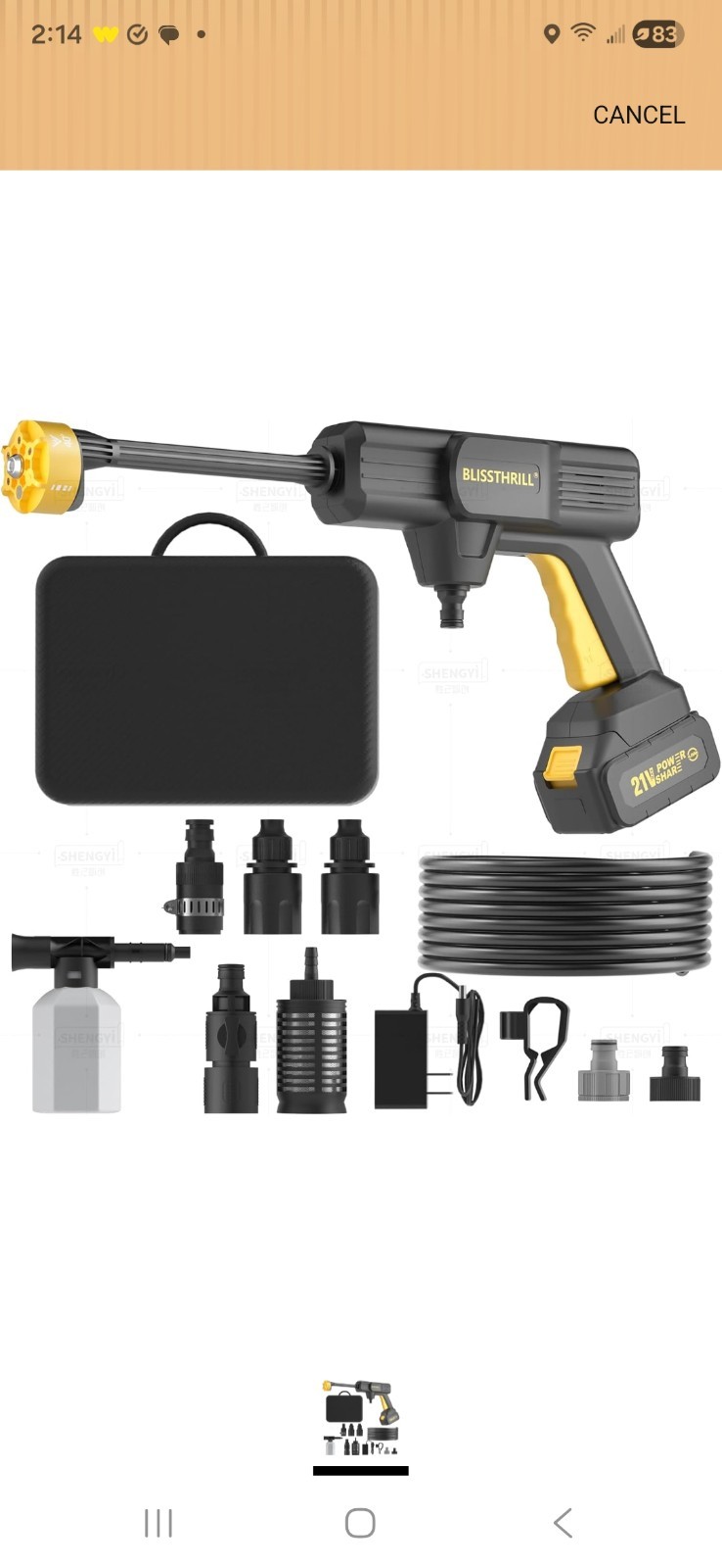 Cordless Pressure Washer Battery Operated; 1100PSI 2.4 GPM Portable Cordless…