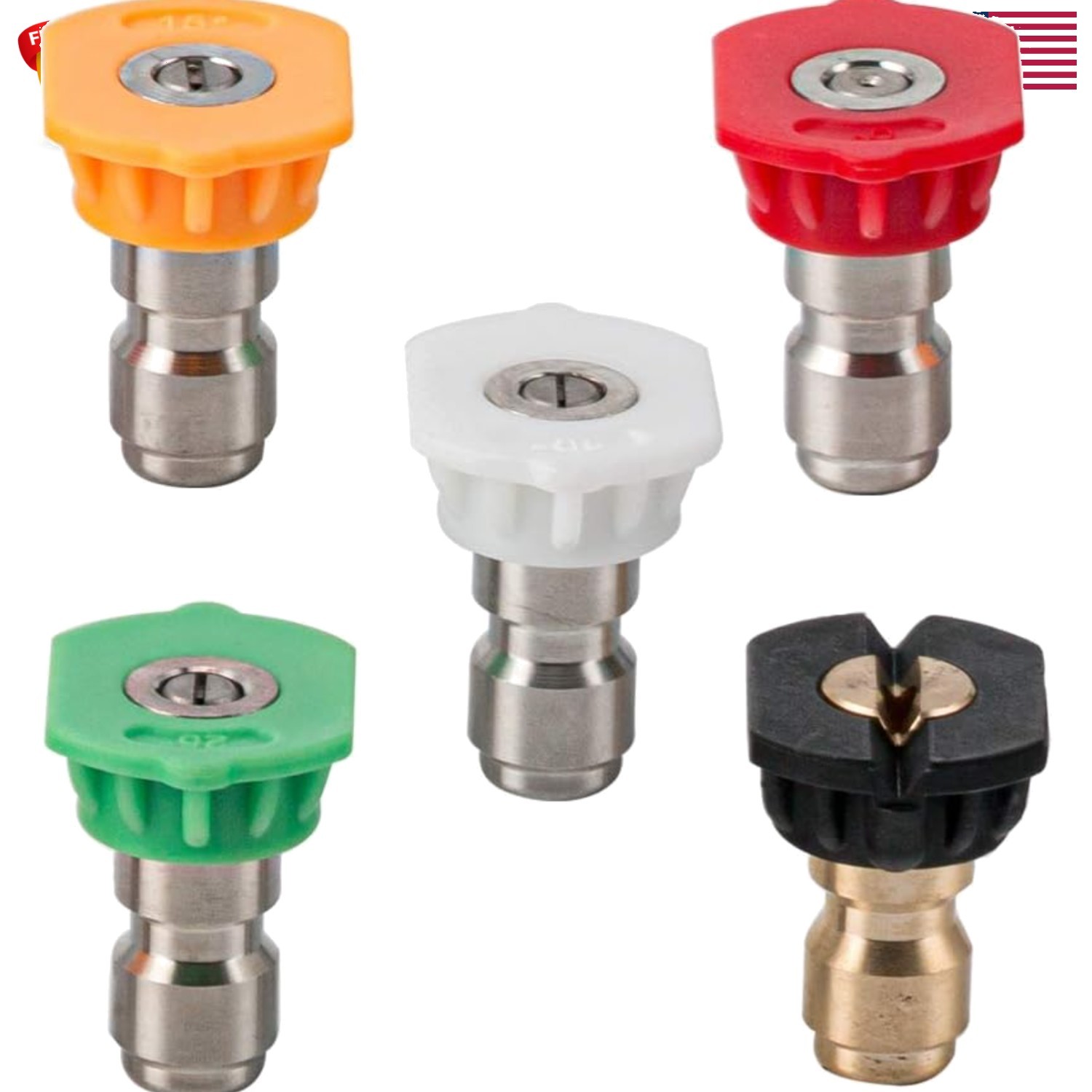 Pressure Washer Spray Nozzle Tips Set of 5, 1/4″ QC, 4000 PSI | Multiple Degr…
