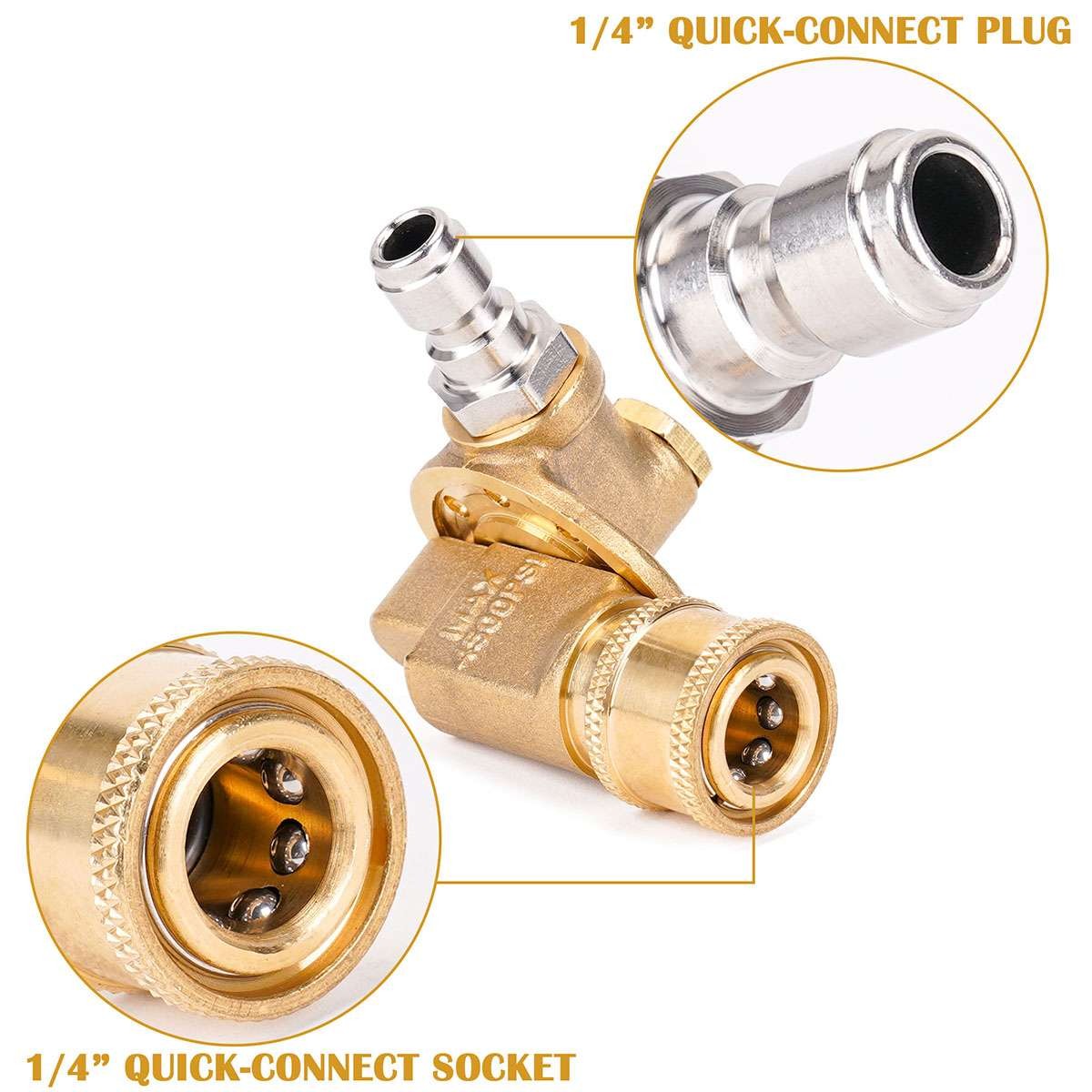 For Pressure Washer 1/4 ” Quick Connect Pivoting Coupler Rotating Nozzle