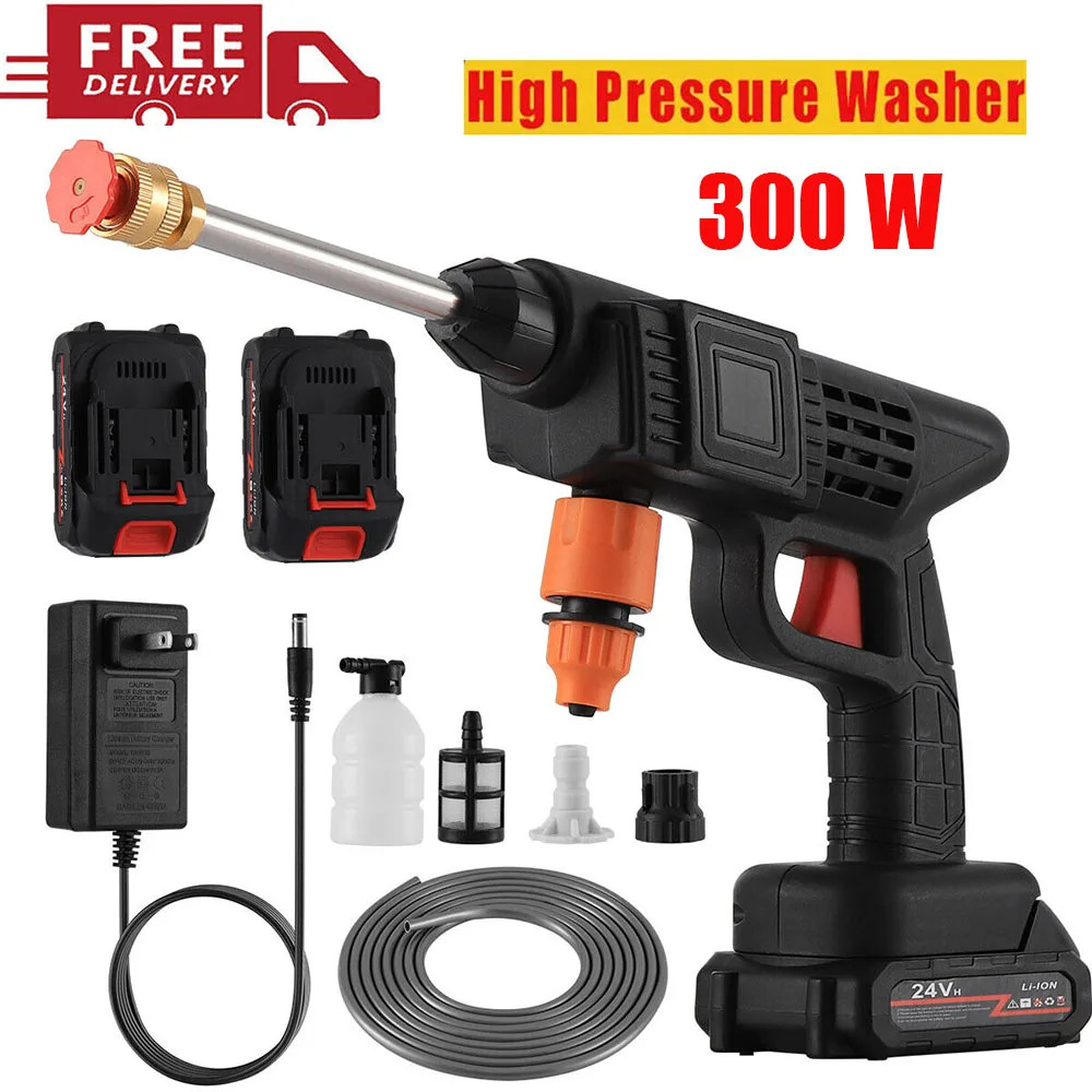300W 30Bar Cordless High Pressure Car Washer Spray Water Gun 12000mAh Battery Fo