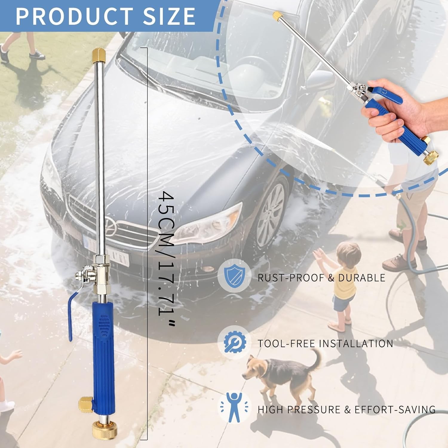 High Pressure Jet Hose Nozzle Attachment Wand，Power Washer Hydro Nozzle Attac…