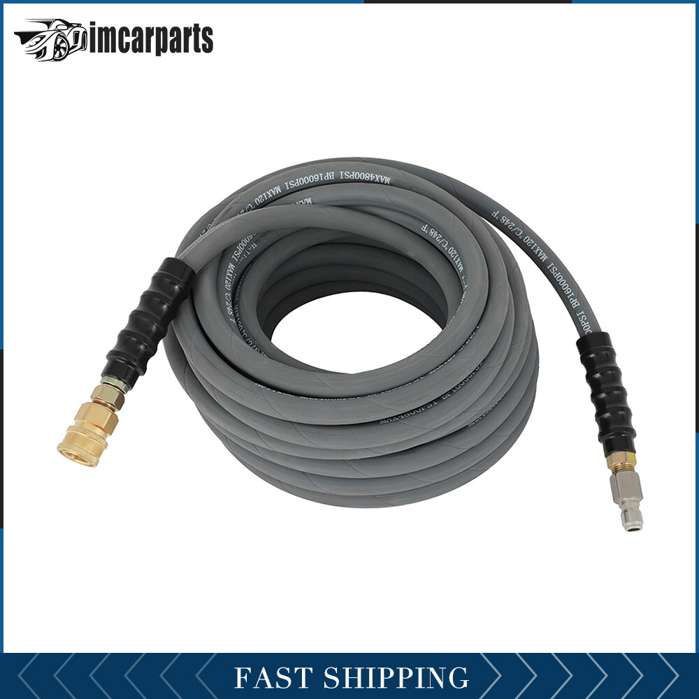 50ft x 3/8″ Pressure Washer Hose 4000 PSI Gray With Couplers