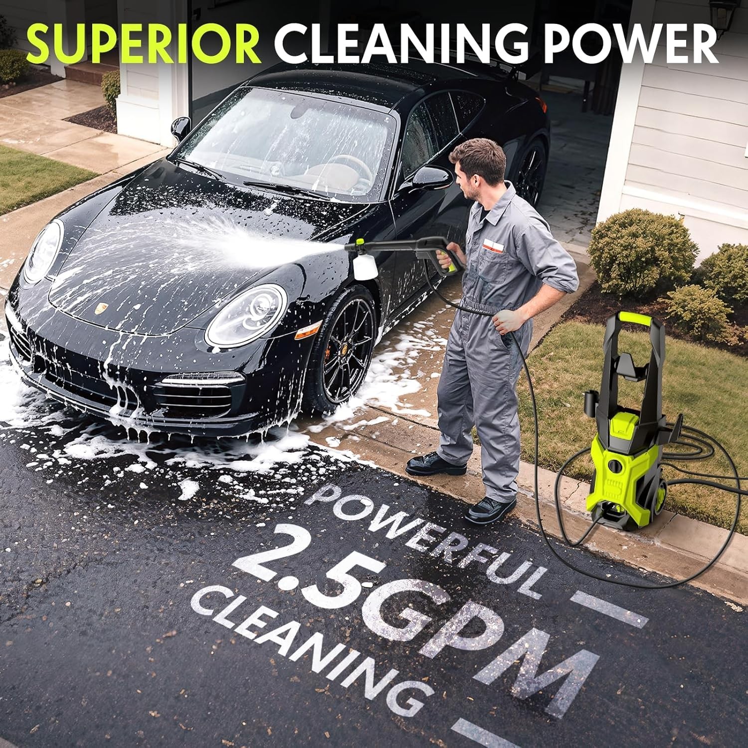 BothLin Electric Pressure Washer 2.5 GPM 4 Quick-Connect Nozzles, 20ft Hose