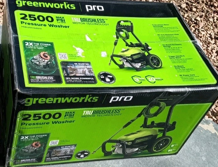 Greenworks Pro 2500 PSI Brushless Electric Pressure Washer GPI 2500 25ft HoseNEW