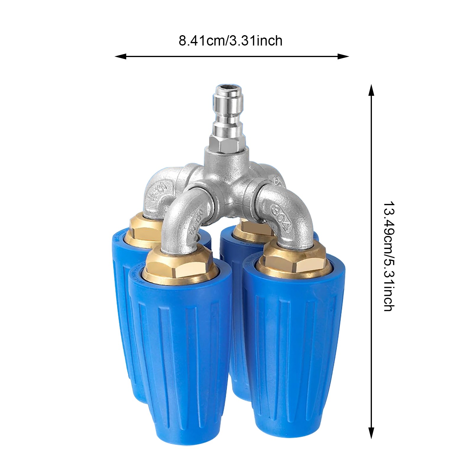 360° Rotary Spray Nozzle for Pressure Washer, 304 SS/Brass/Rubber, 4000 PSI