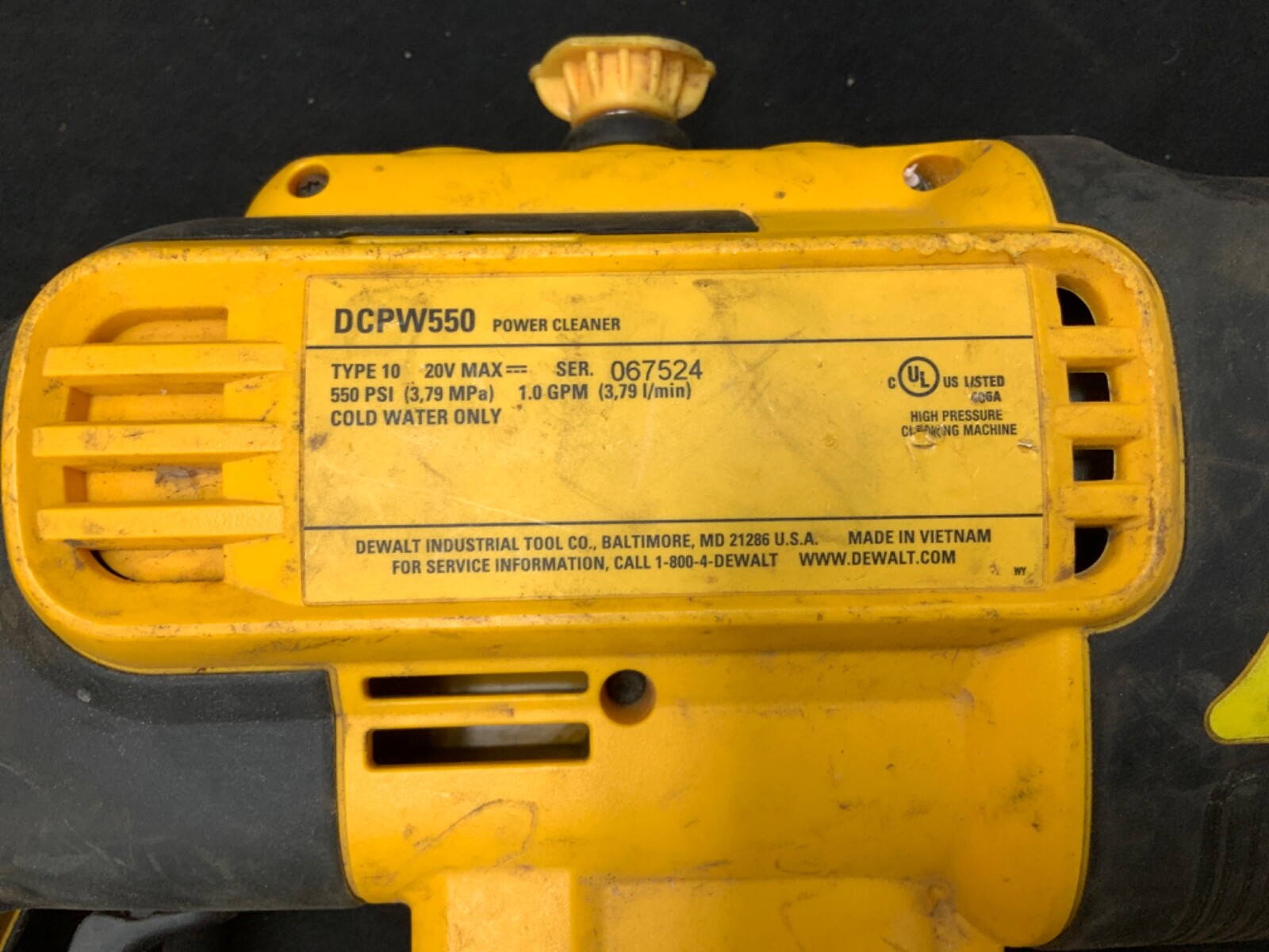 DEWALT DCPW550 Cold Water Pressure Washer, USED