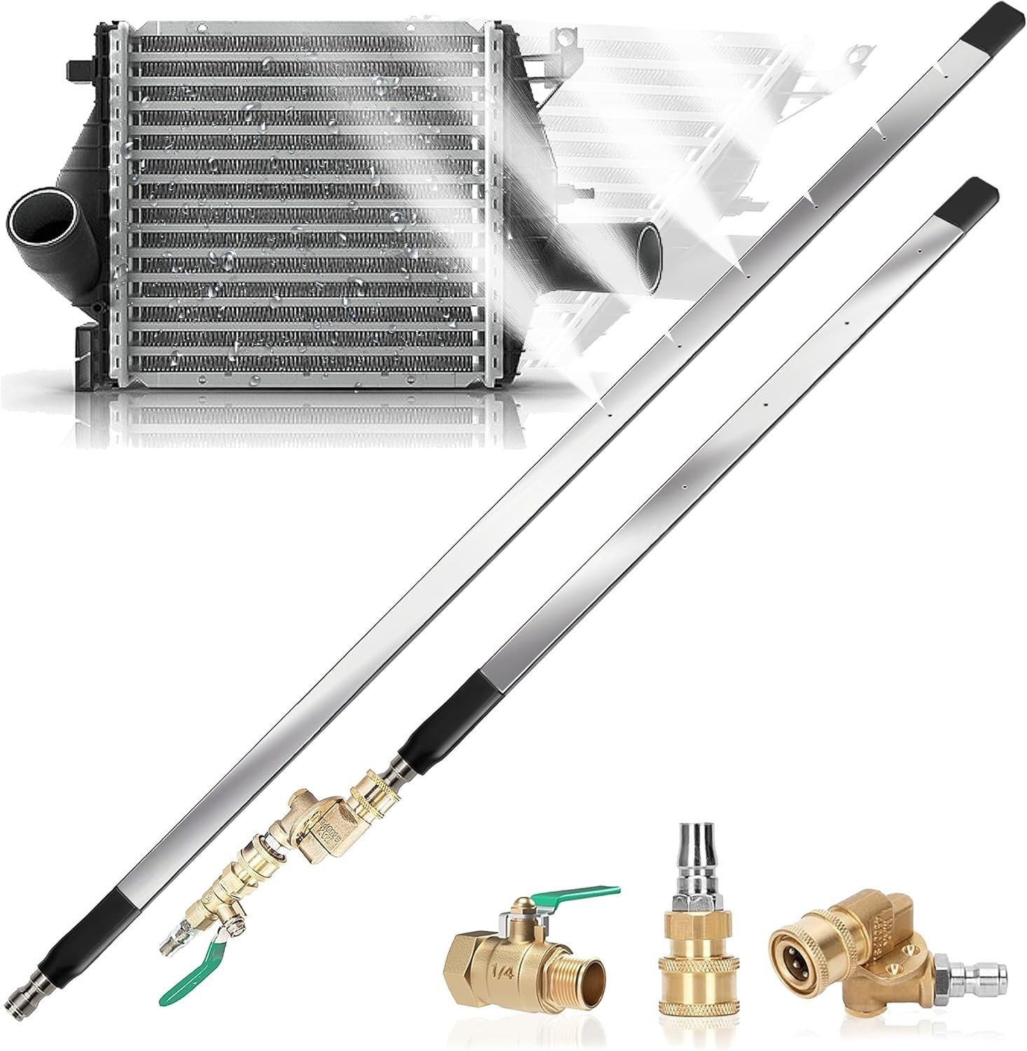 Radiator Cleaning Wand Tool 4500 PSI Steel Dual Water/Air with 4 6 Spray Nozzles