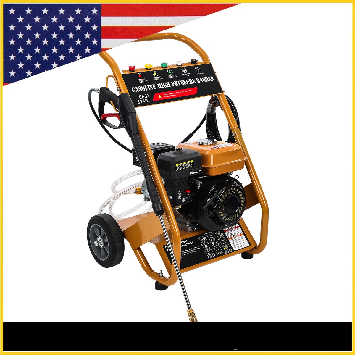 3950 PSI Gas Pressure Washer 5 Nozzles Gas Powered Washer 0.6 L Oil Capacity