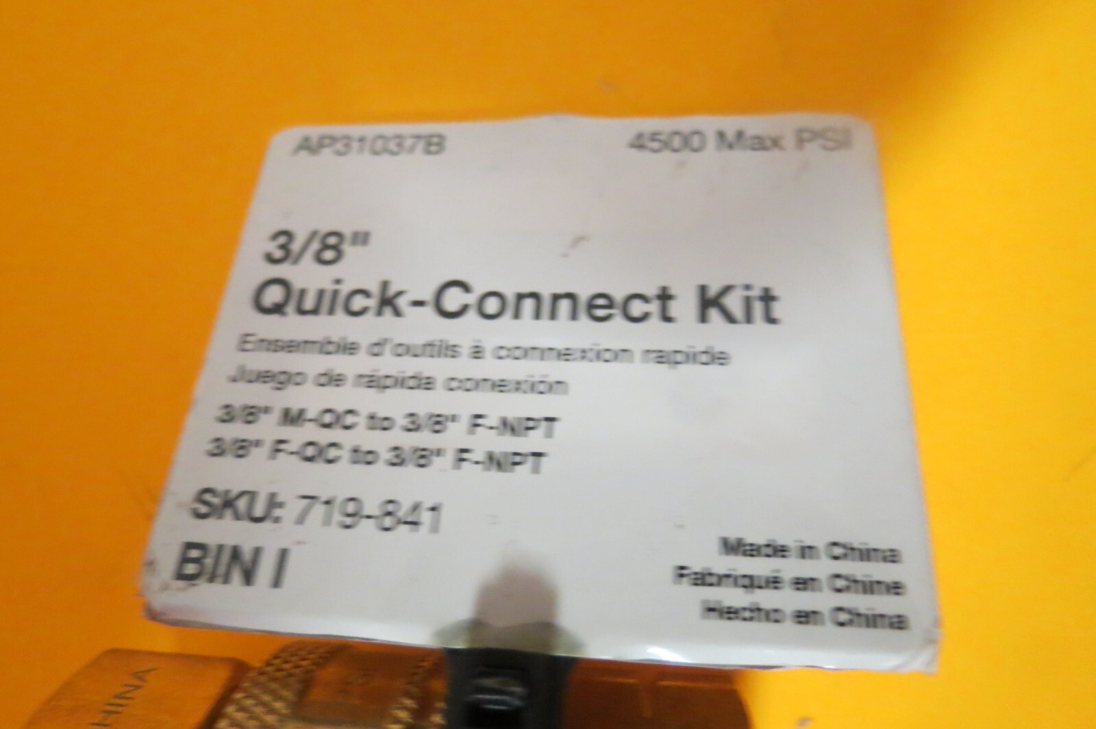 3/8 Inch Brass Quick Connect Kit 4500 Max PSI New In Package