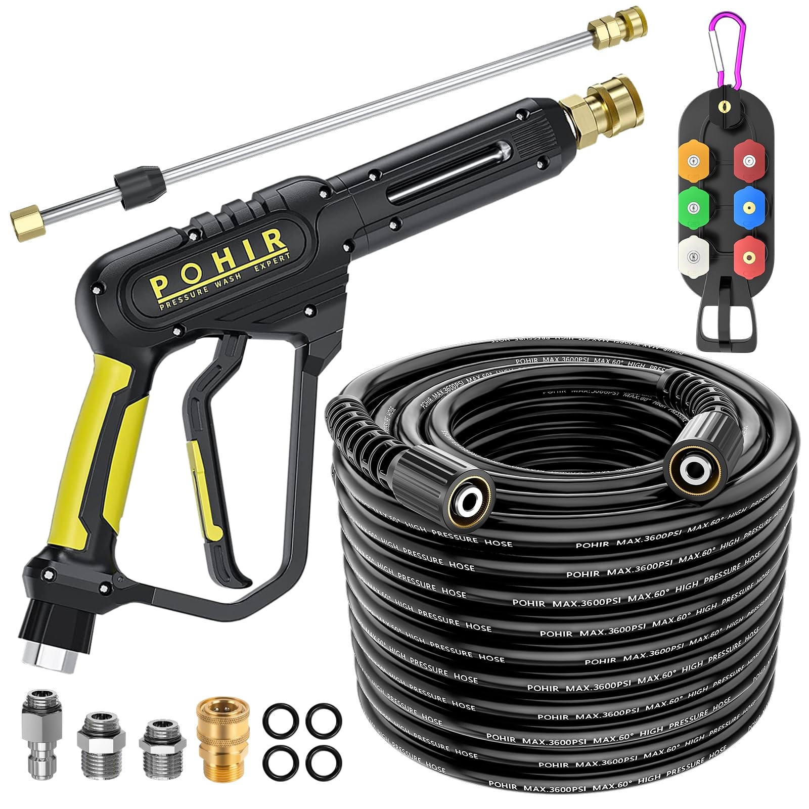 POHIR Pressure Washer Gun and 50FT Hose Kit, 3600 PSI Power Washer Gun Comes Wit