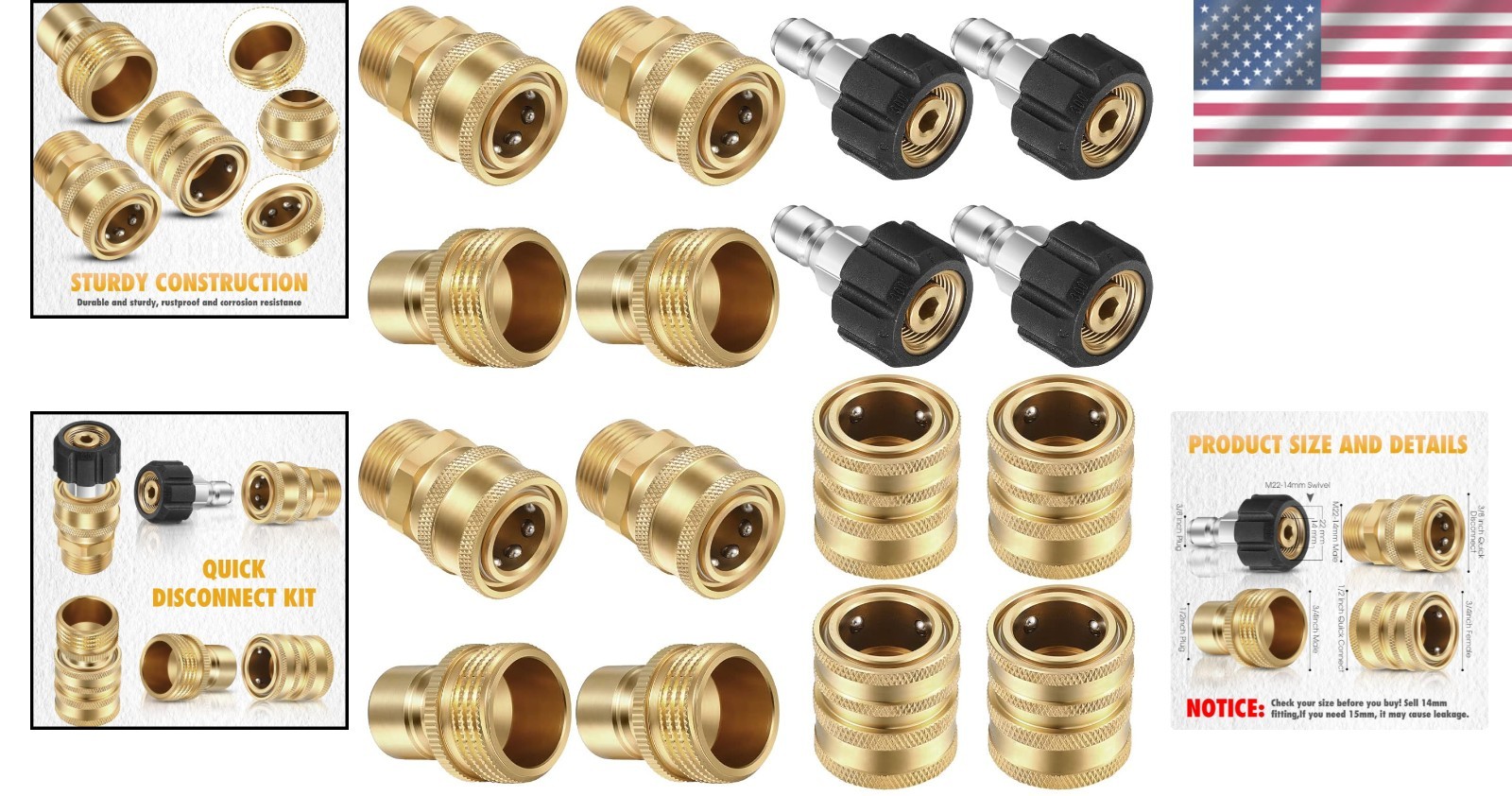 16-Piece Pressure Washer Adapter Set – Quick Connect Kit