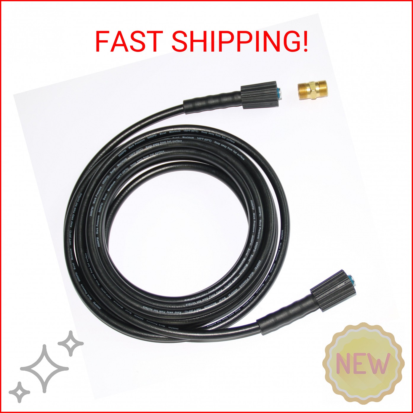 XZT 3000 PSI 35FT 1/4-inch High Pressure Washer Hose with Adapter,3000PSI Extens