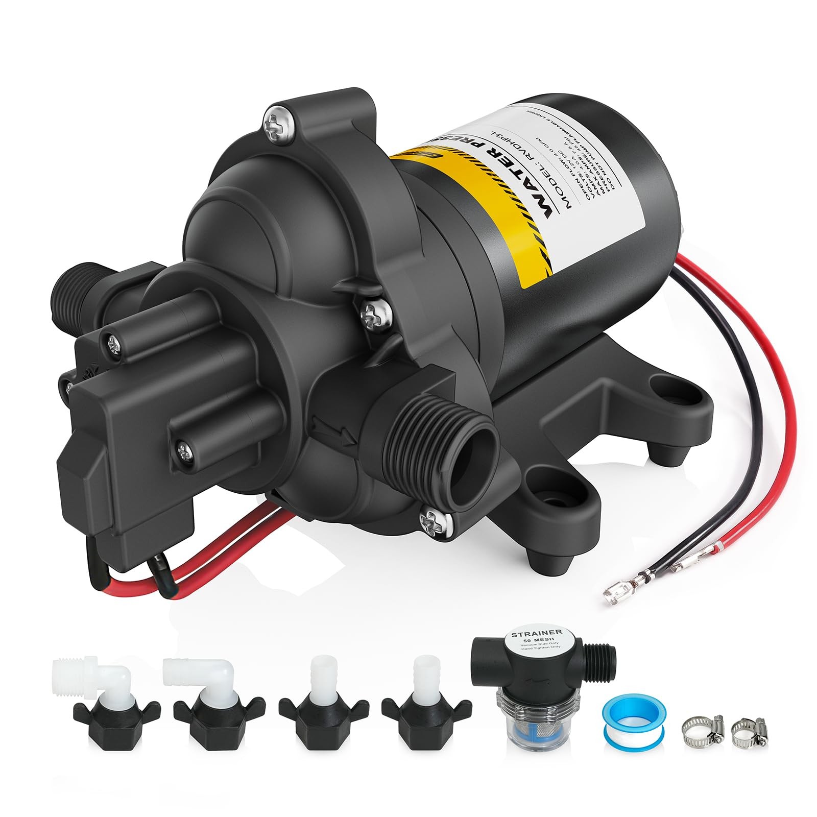 12V RV Water Pump, 4.0 GPM 45 PSI Diaphragm Pump, 12Volt Quiet Fresh Water Pu…