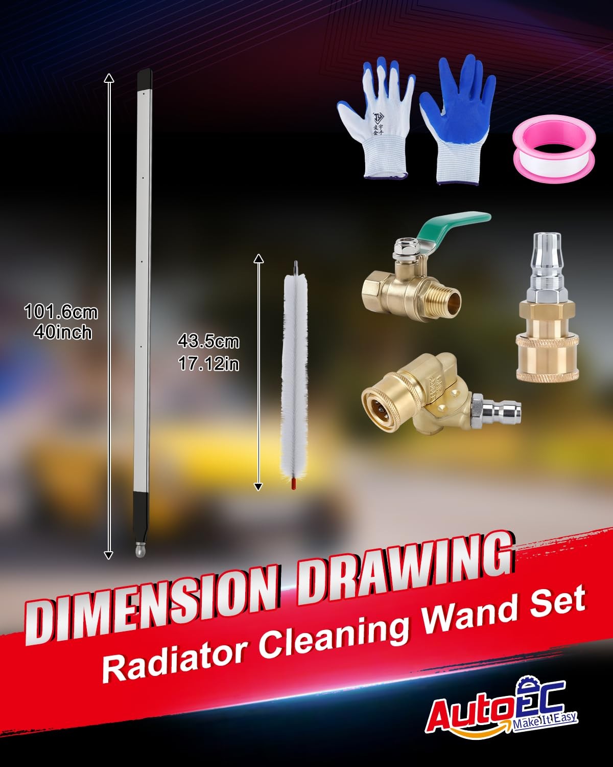 40 Inch High Pressure Radiator Cleaning Wand Kit for Car Truck 4500 PSI