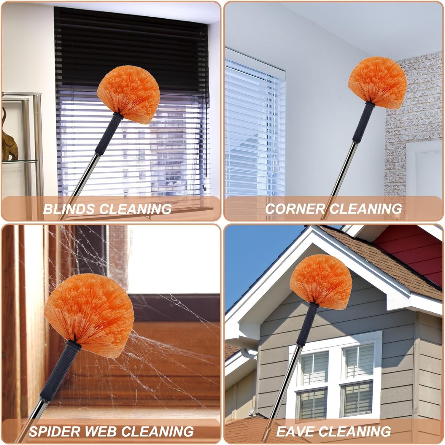 Tonmp Orange Twist-On Cobweb Duster Head Brush, Fits Standard 3/4 inch
