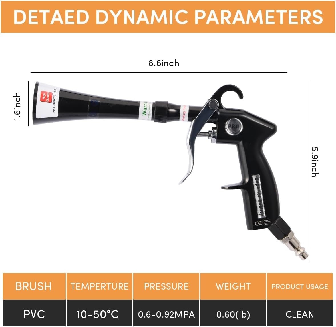 Tornado Air Blow Gun for Car Detailing – High Pressure Dry Cleaning Gun with …