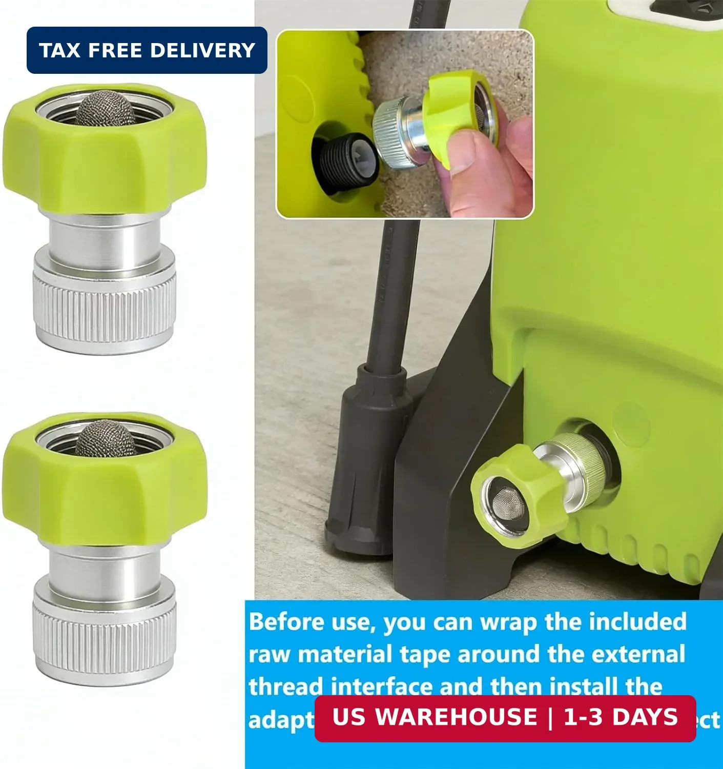 SPX-AGHA 3/4 Inch Aluminum Pressure Washer Garden Hose Adaptor For Sun Joe SPX S