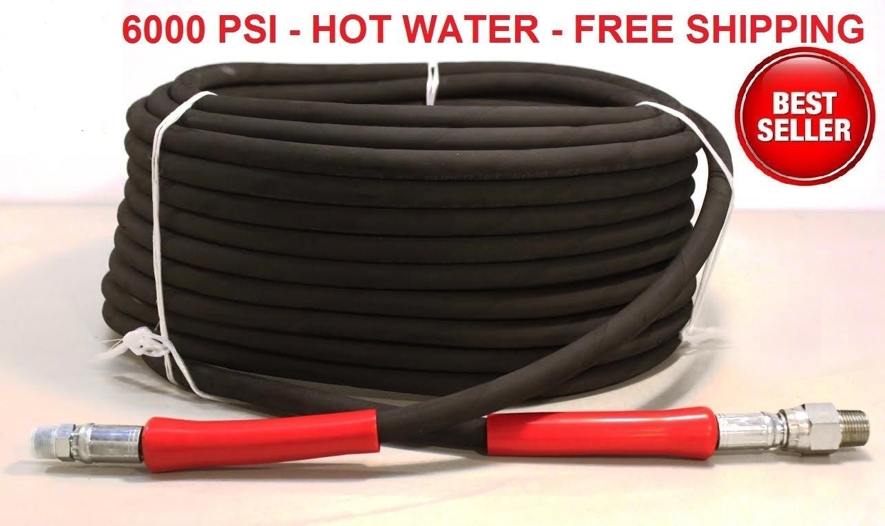 Pressure Washer Parts Hose – 6000 PSI 100 FT 2 Wire Braid – Hot Water 100′ Wire