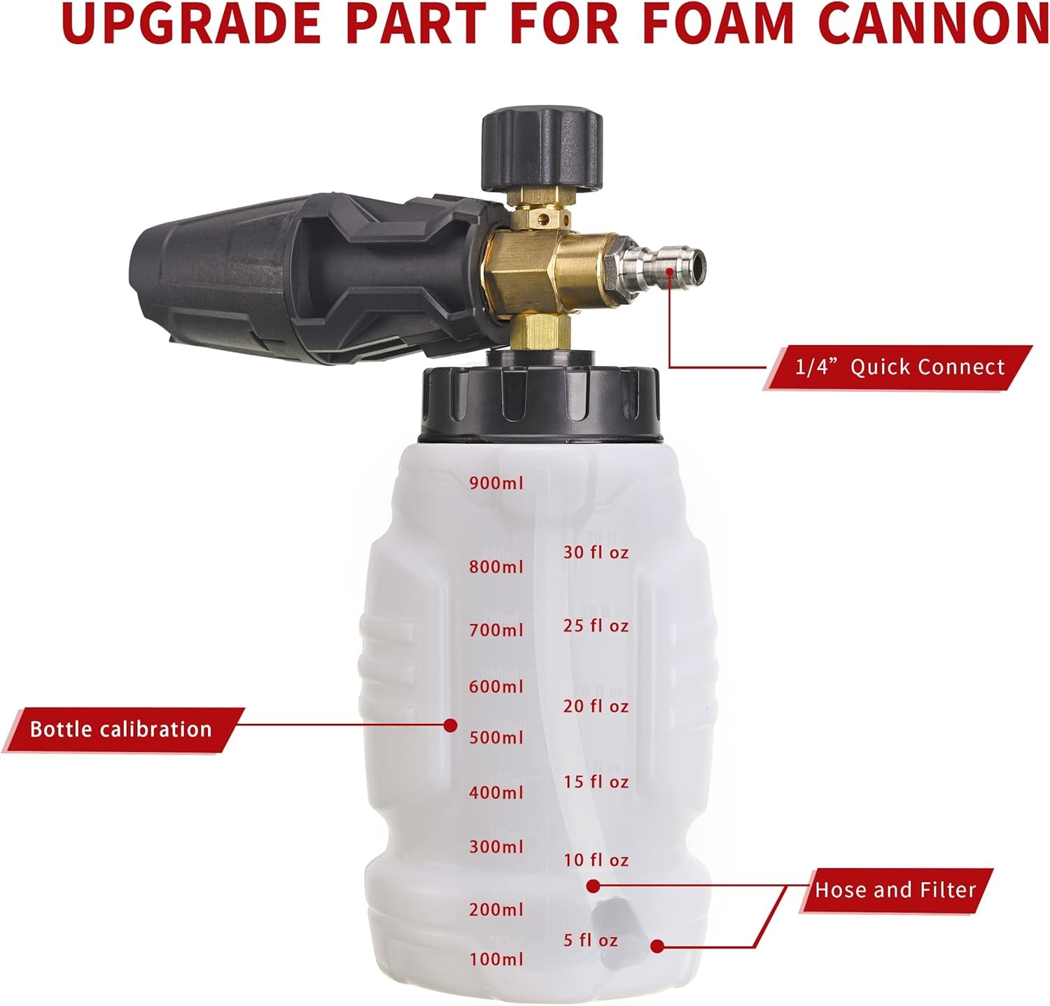 Tool Daily Foam Cannon, 1/4 Inch Quick Connect, Power Washer Foam Cannon with 5