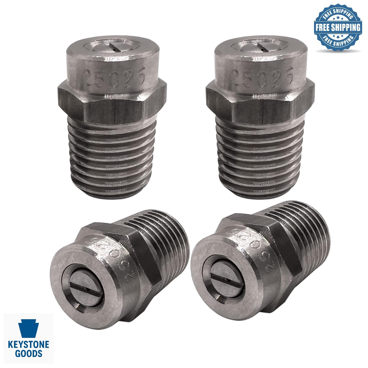 4-Pack Stainless Steel Pressure Washer Nozzle Tips, 4000 PSI, 25° Spray, 2.5 GPM